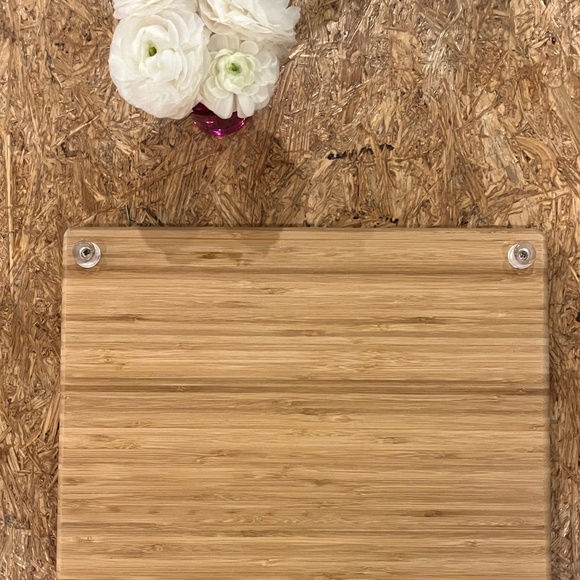 NEW Harvard Insignia Bamboo Serving Tray w/ 3 Ceramic Bowls & Serving Spoons - Picture 7 of 8